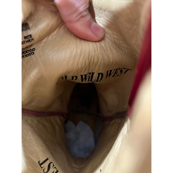 VTG Wild Wild West Red Cayman Fuscus Leather Cowboy Boots Western Snip Toe 7.5 - Picture 10 of 13